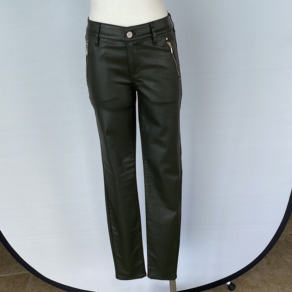 NWT WHBM MidRise Coated Moto Skinny Green 2R - Picture 7 of 16